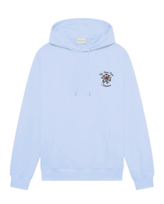 Light Blue Slogan Rose Hoodie
