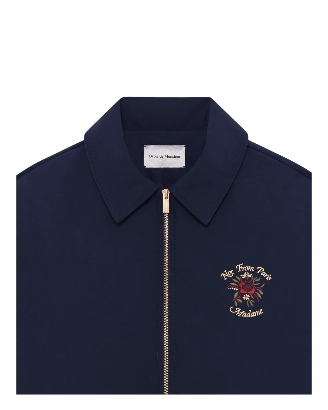 Navy Slogan Rose Bomber Jacket