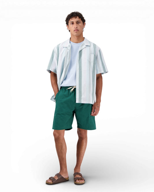 Botanical Green Loquat Cotton Ripstop Drawcord Shorts