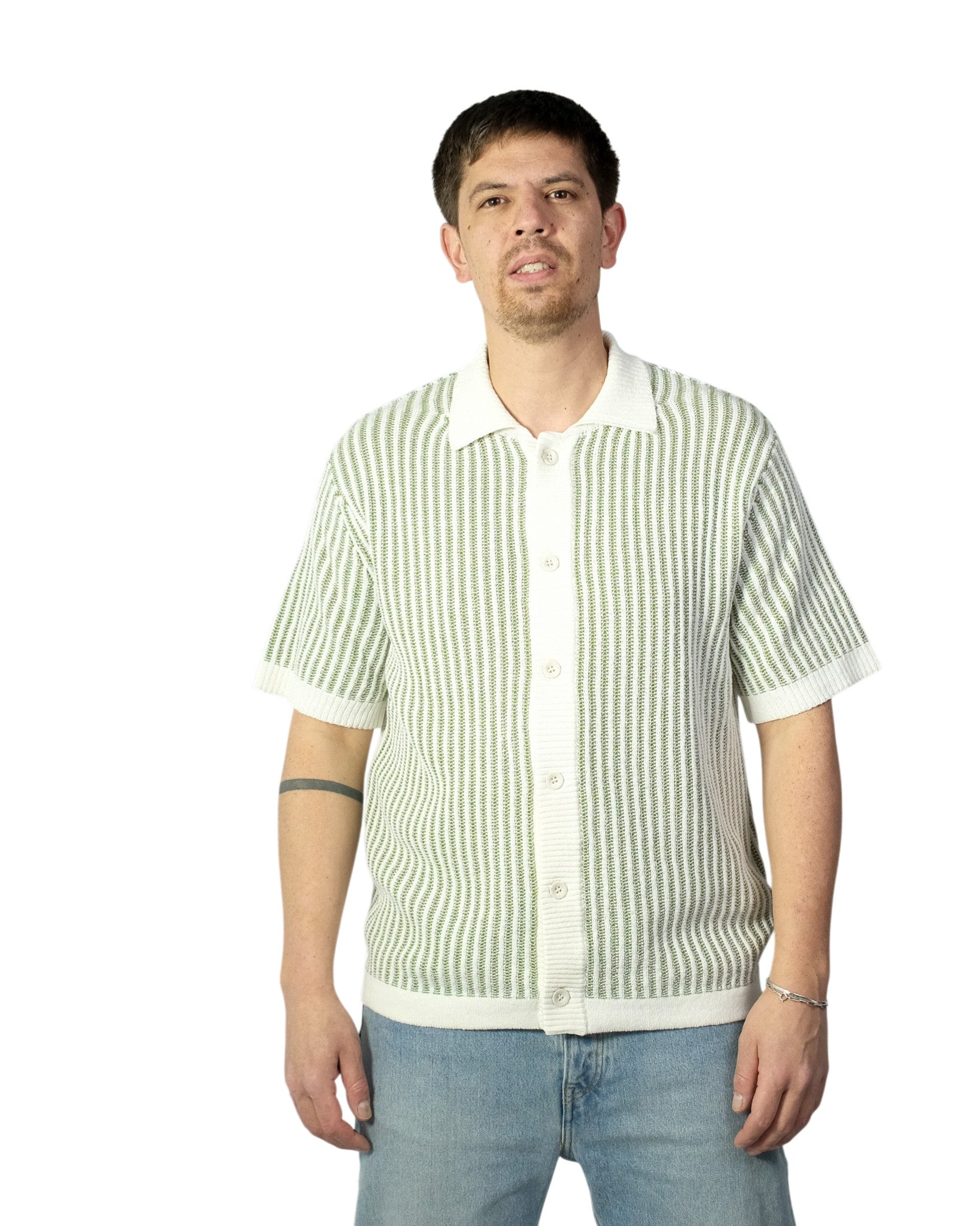 Green Hurrah Cotton 2 Colour Knitted Polo