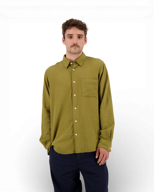Khaki Konga Crinkle Cotton Shirt