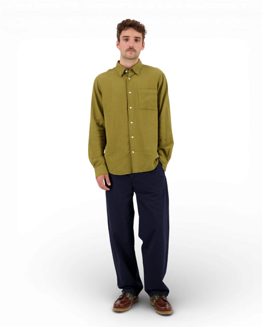 Khaki Konga Crinkle Cotton Shirt