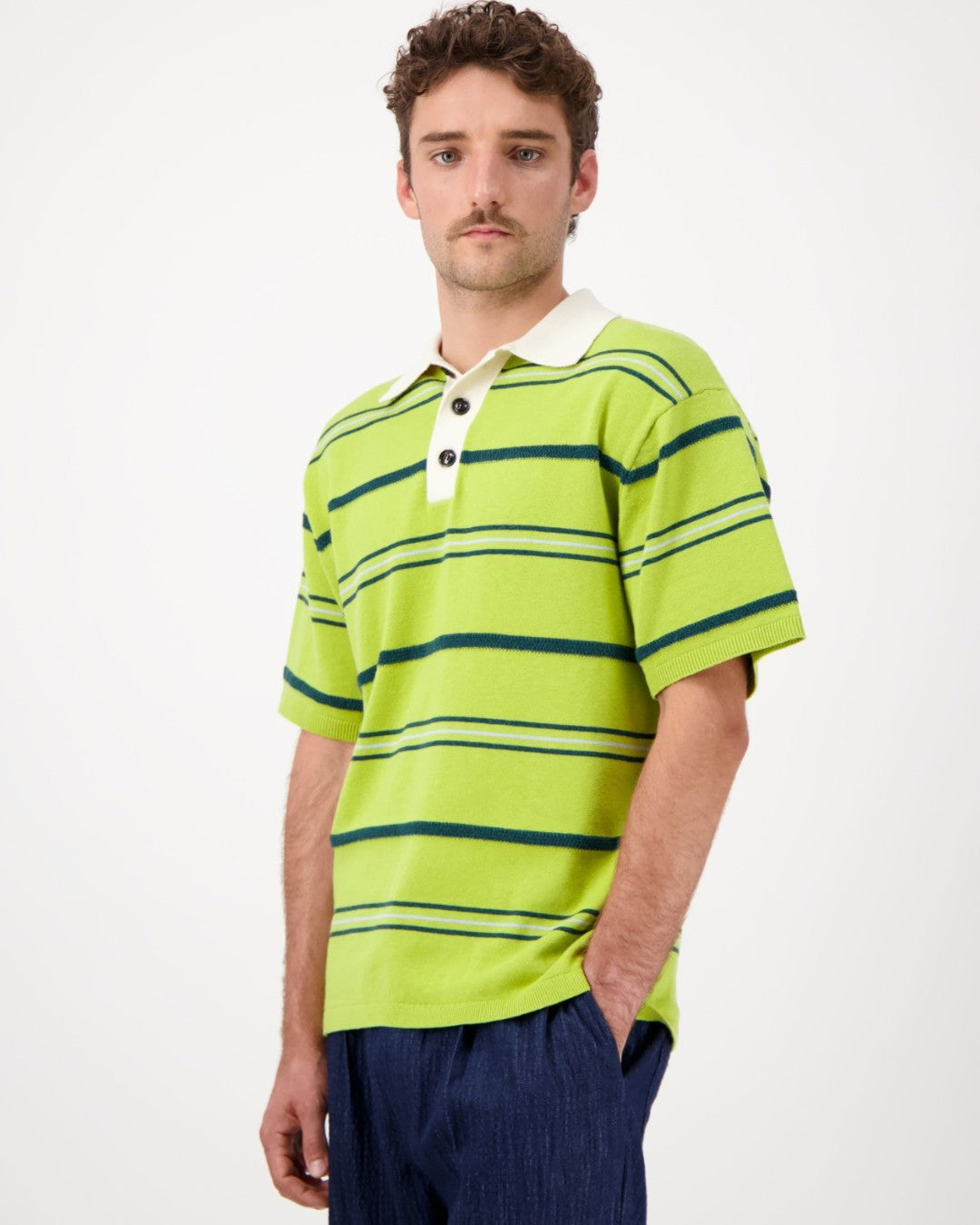 Green Lundy Cotton Cashmere Blend Knitted Polo