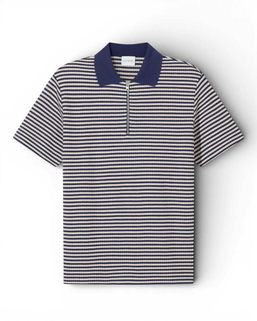 Dark Night Striped Half Zip Knitted Polo