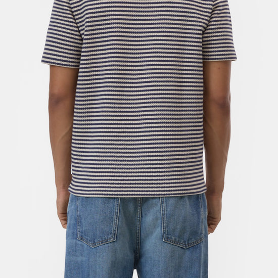 Dark Night Striped Half Zip Knitted Polo