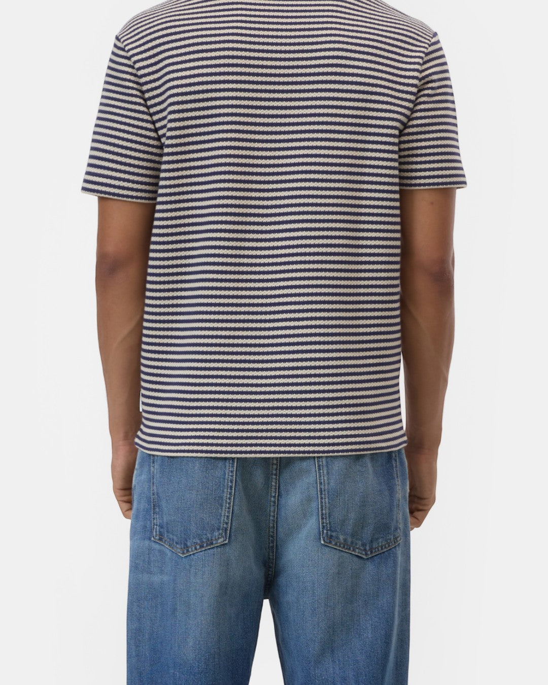 Dark Night Striped Half Zip Knitted Polo