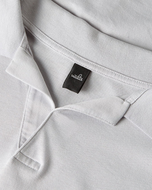 Stone Grey Knitted Cotton Structured Shortsleeve Shirt