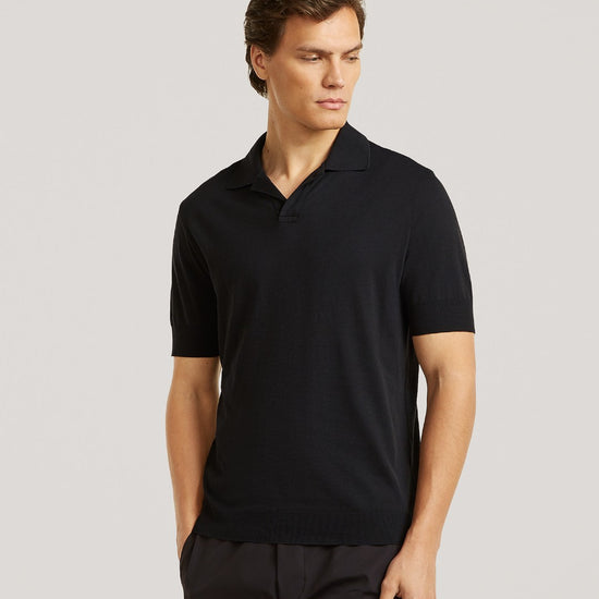 Pure Black Luxury Jersey Polo