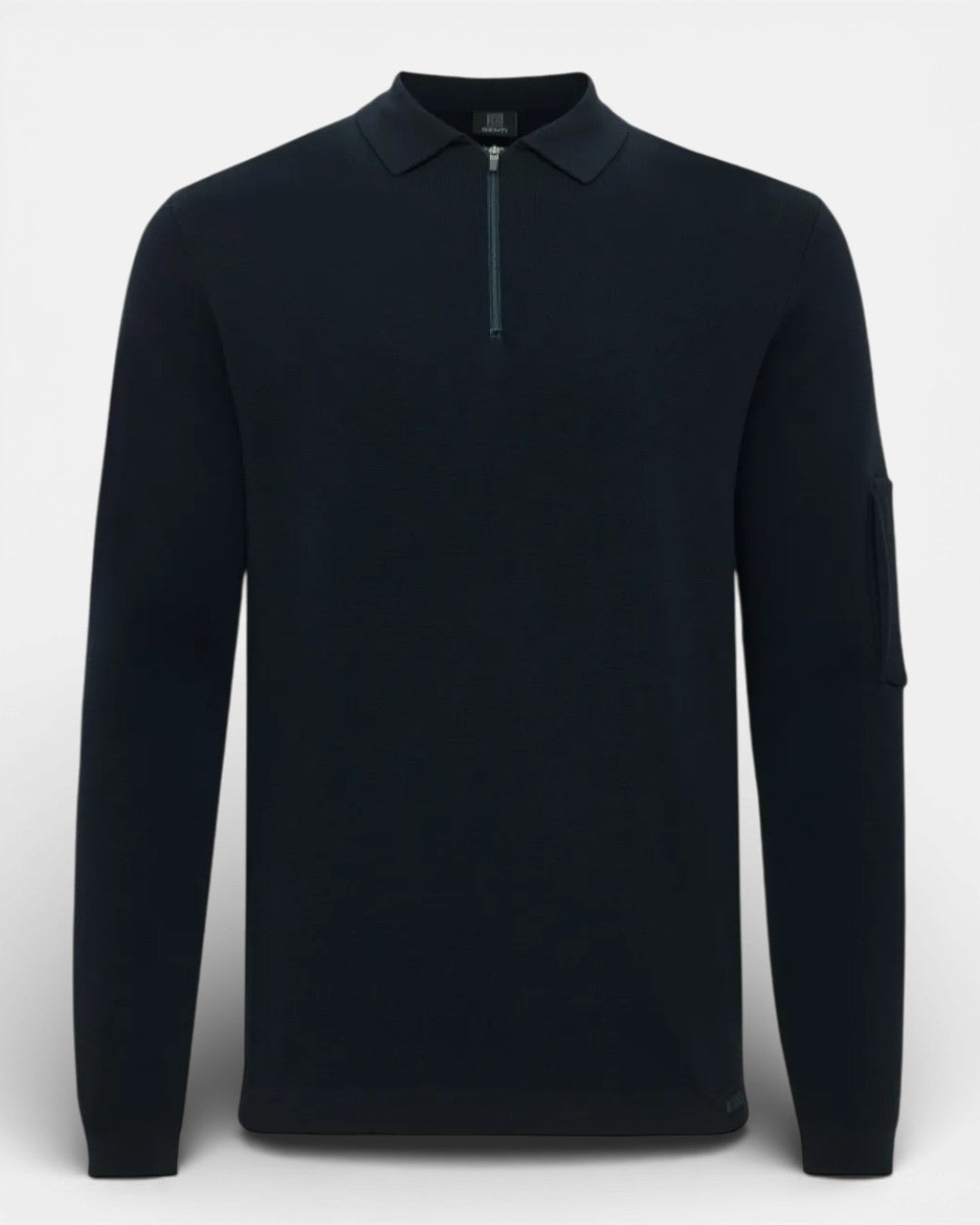 Navy Cool Dry LS Zip Polo
