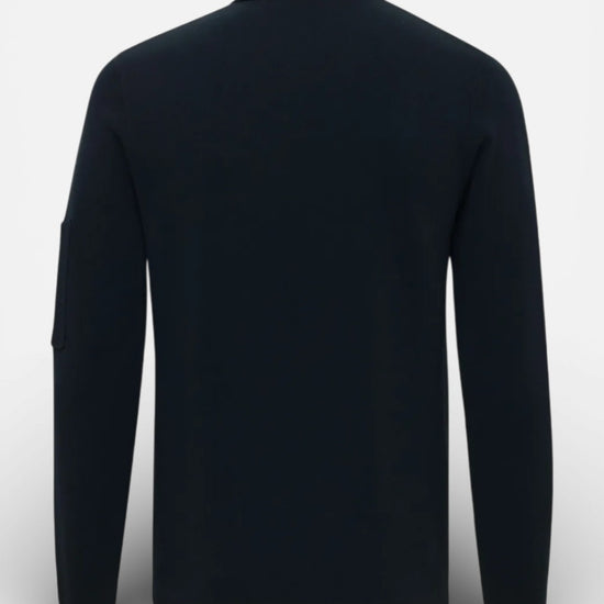 Navy Cool Dry LS Zip Polo