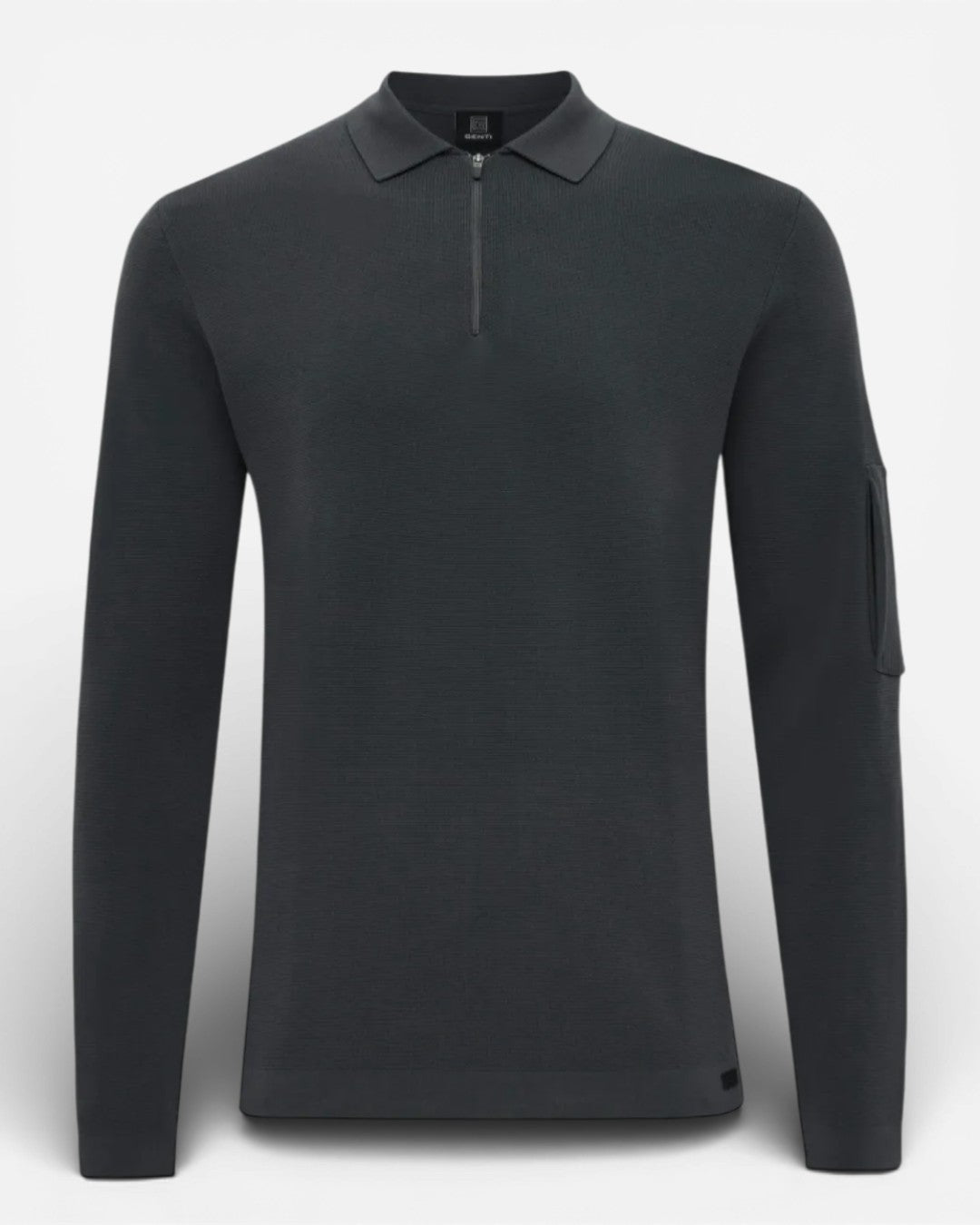 Dark Grey Cool Dry LS Zip Polo