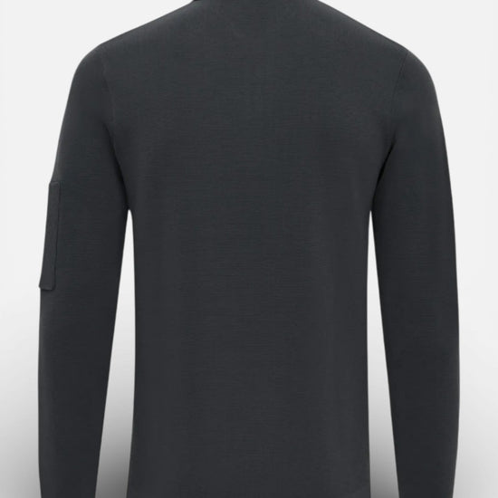 Dark Grey Cool Dry LS Zip Polo