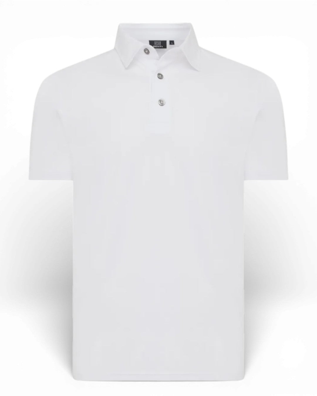 White Jersey Button Down Polo