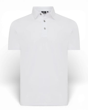 White Jersey Button Down Polo