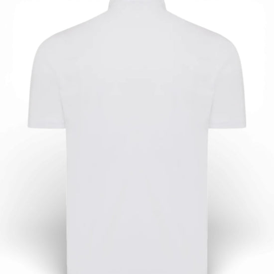White Jersey Button Down Polo