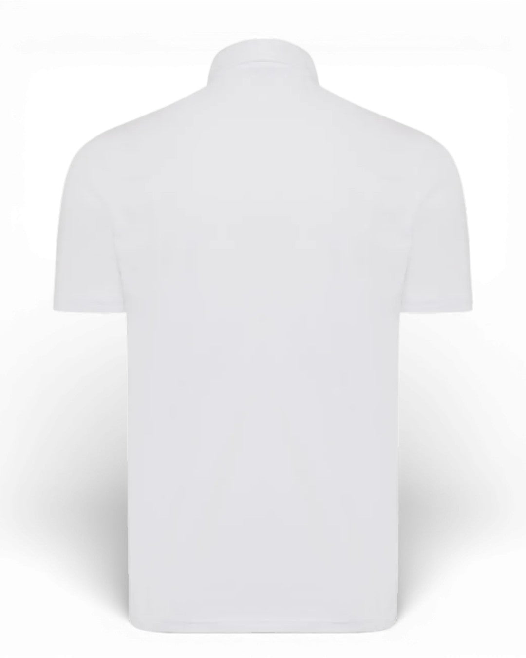 White Jersey Button Down Polo