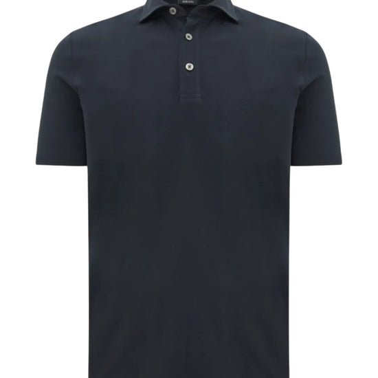 Navy Jersey Button Down Polo