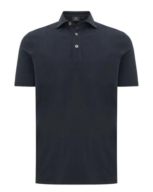 Navy Jersey Button Down Polo