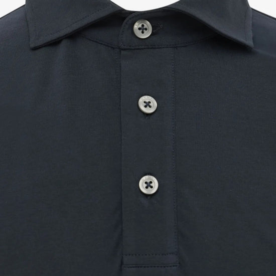 Navy Jersey Button Down Polo