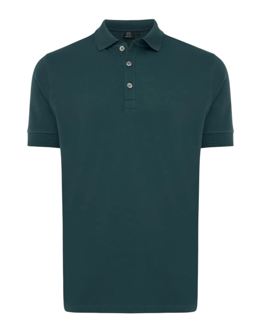 Green Jersey Button Pique Down SS Polo