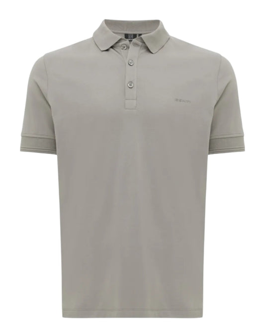 Brown Jersey Pique Button Down SS Polo