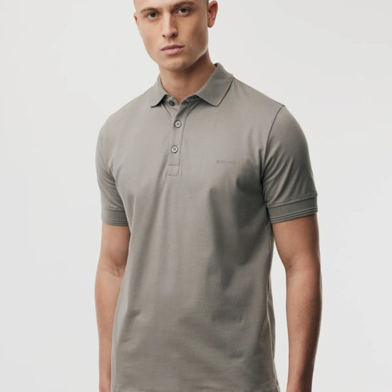 Brown Jersey Pique Button Down SS Polo