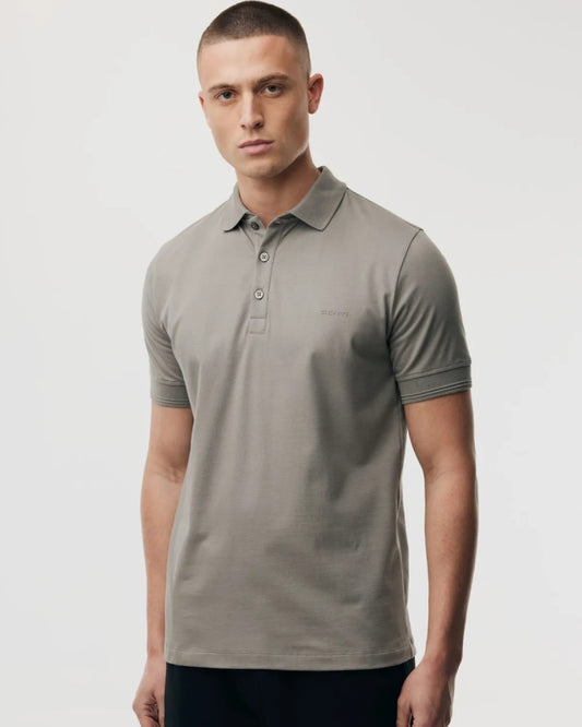 Brown Jersey Pique Button Down SS Polo