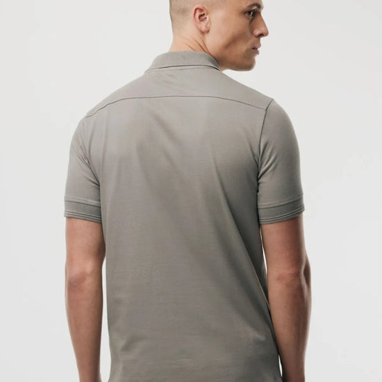 Brown Jersey Pique Button Down SS Polo