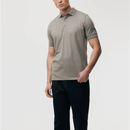 Brown Jersey Pique Button Down SS Polo