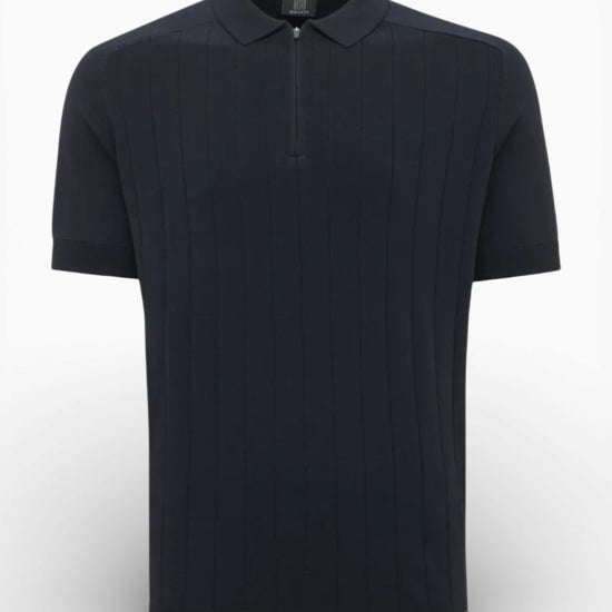 Navy Zip Cooldry SS Polo