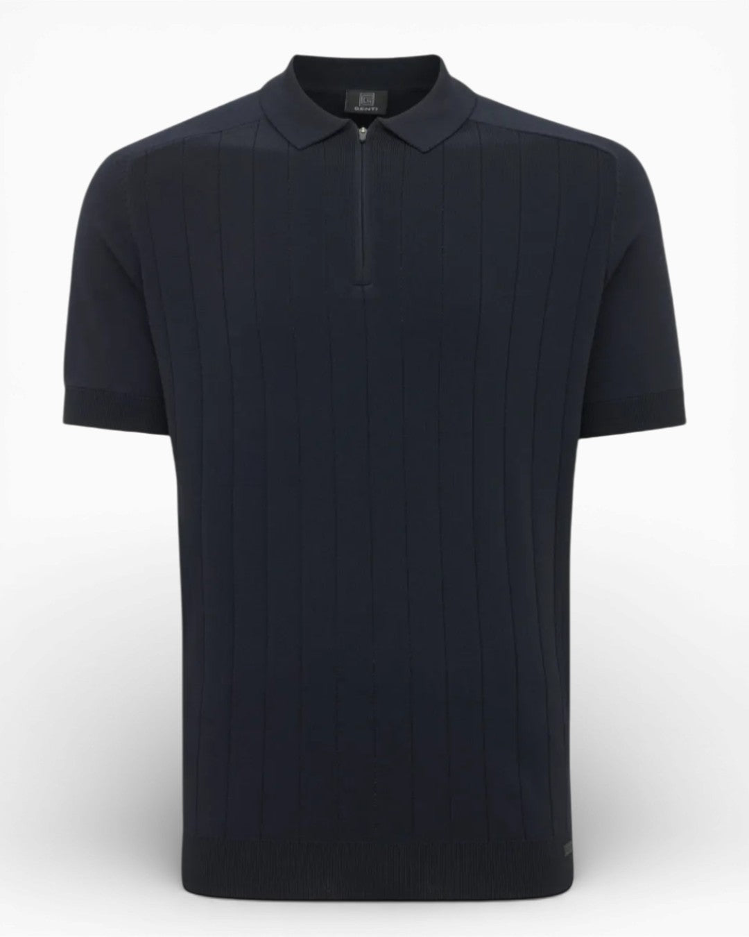 Navy Zip Cooldry SS Polo