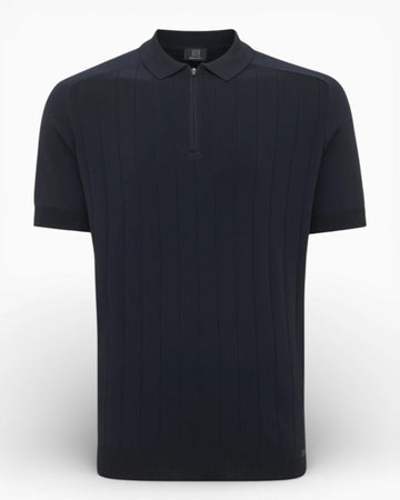 Navy Zip Cooldry SS Polo