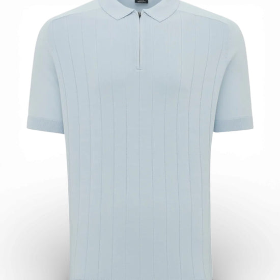 Light Blue Zip Cooldry SS Polo