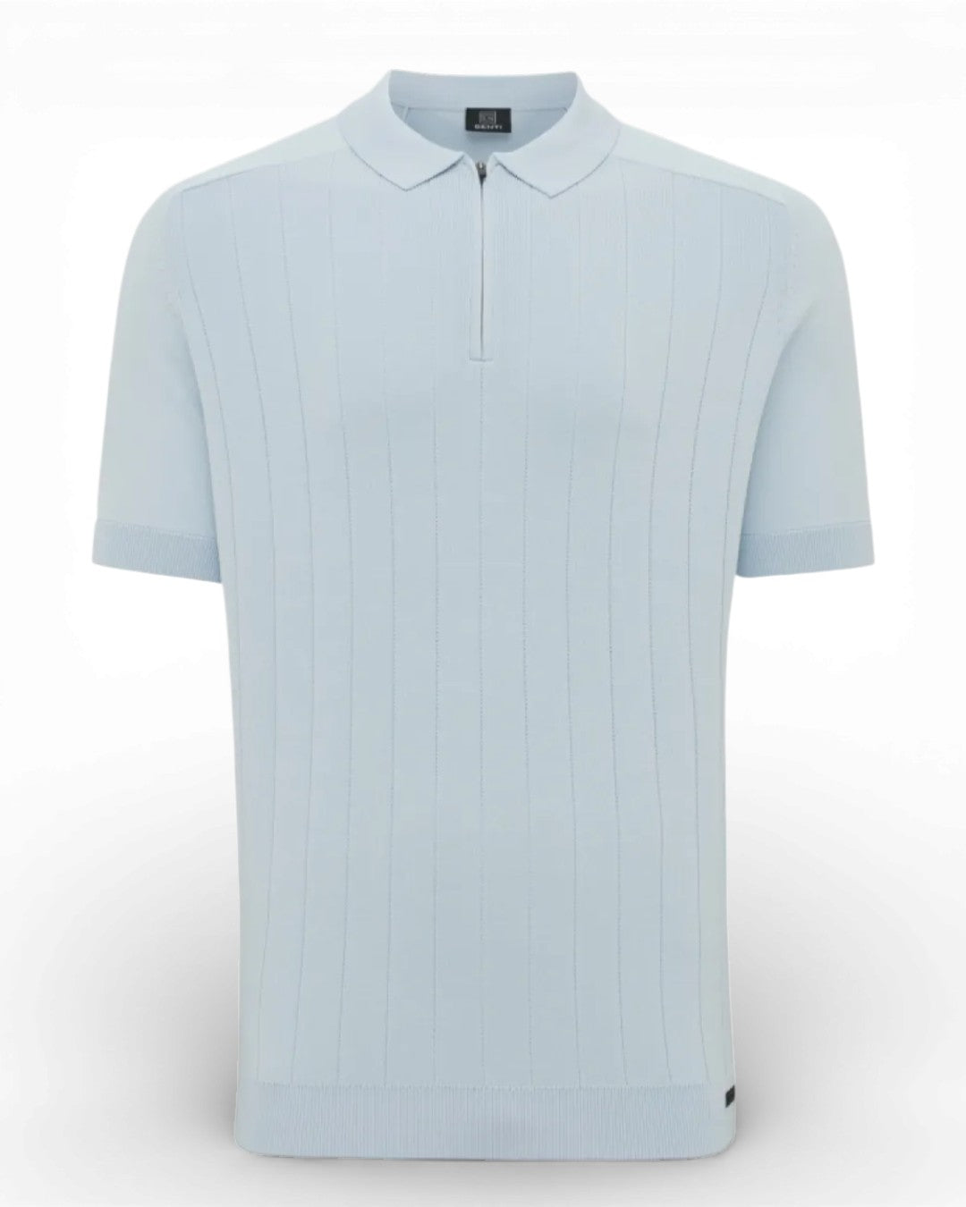 Light Blue Zip Cooldry SS Polo