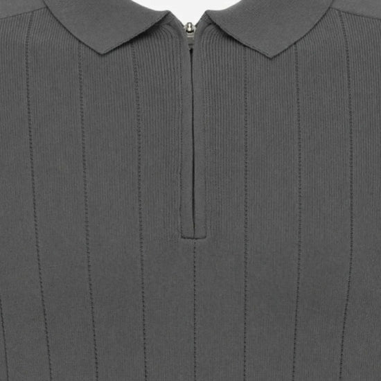 Dark Grey Zip Cooldry SS Polo