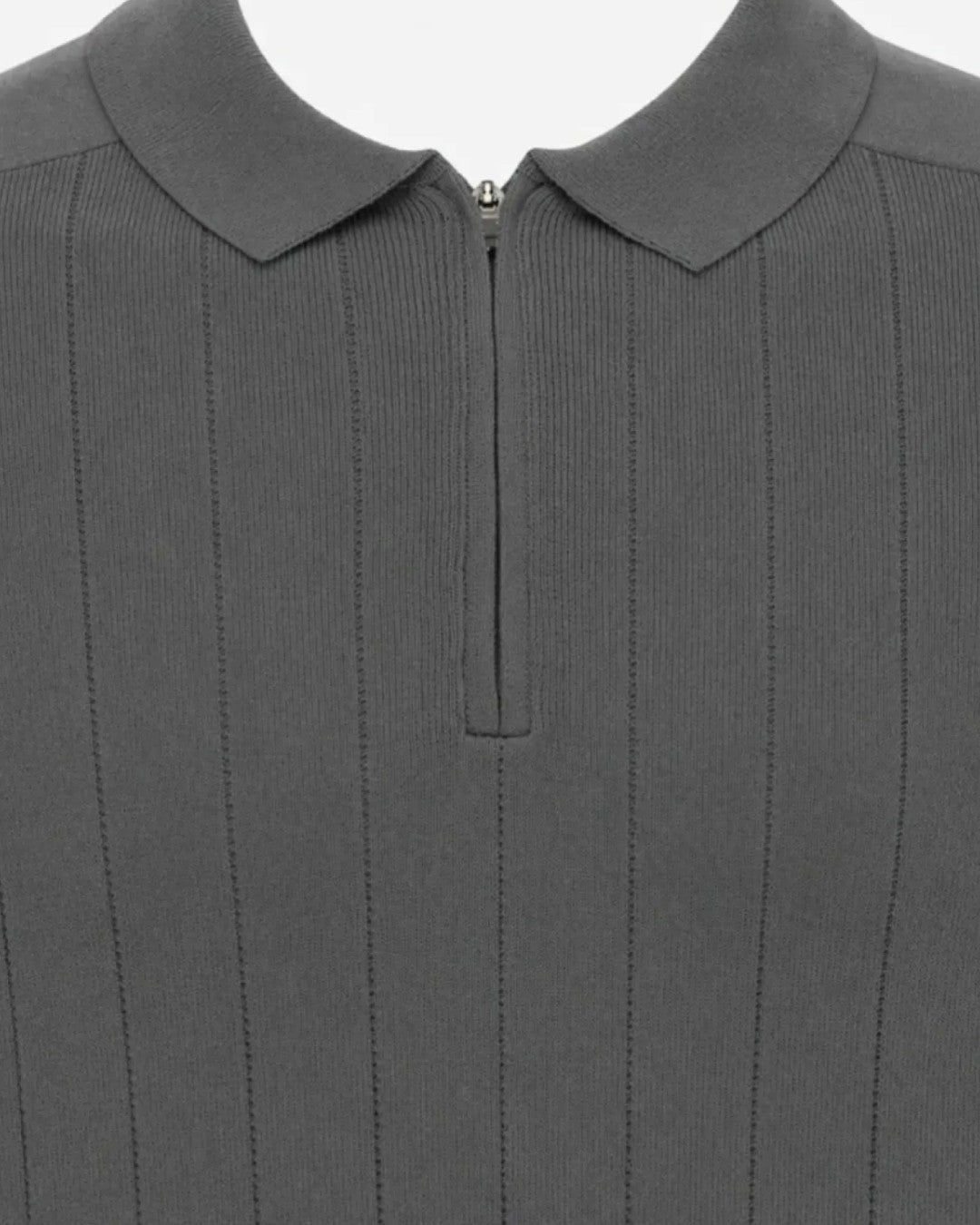 Dark Grey Zip Cooldry SS Polo