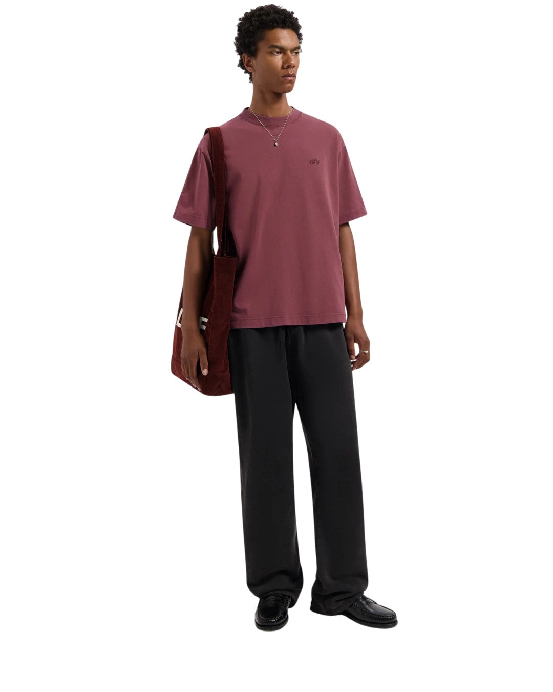 WASHED SIGNATURE SS TEE RUM RAISIN