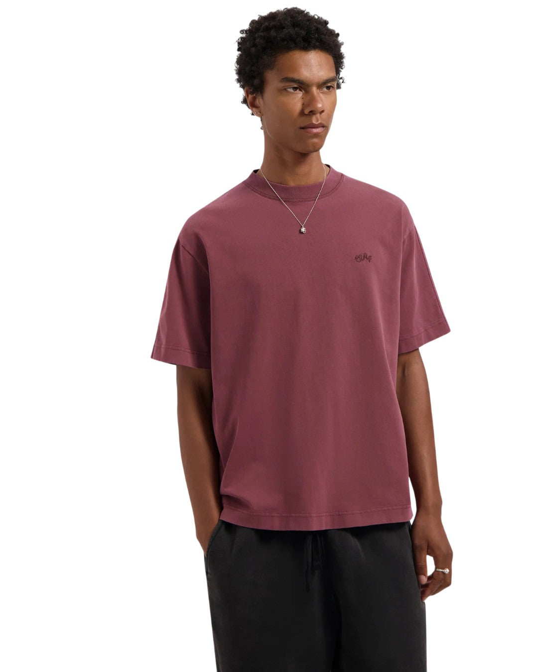 WASHED SIGNATURE SS TEE RUM RAISIN