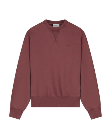 WASHED SIGNATURE BOXY CREWNECK RUM RAISIN