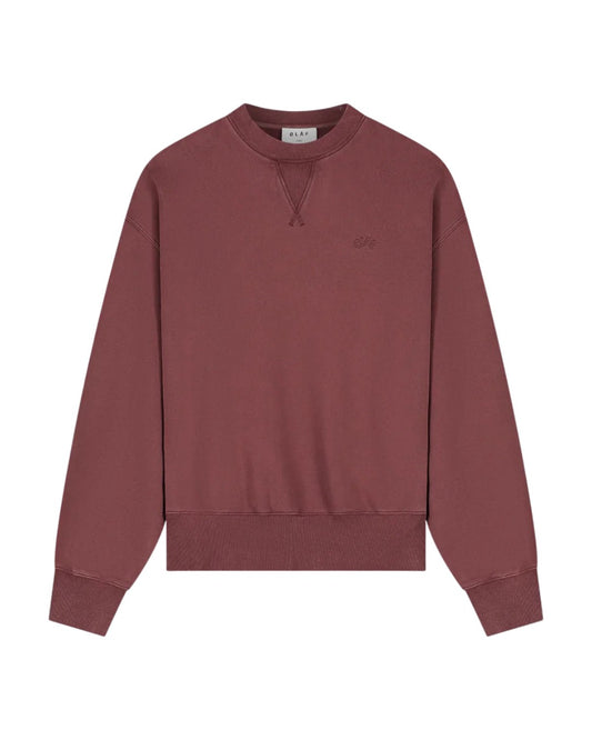 WASHED SIGNATURE BOXY CREWNECK RUM RAISIN