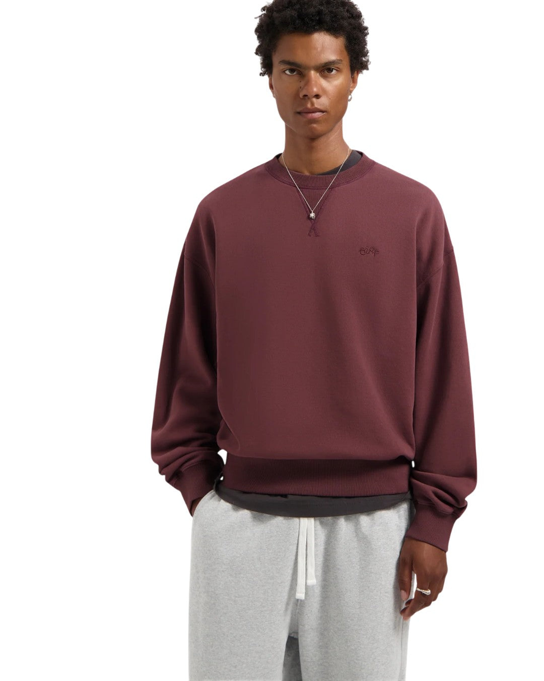 WASHED SIGNATURE BOXY CREWNECK RUM RAISIN