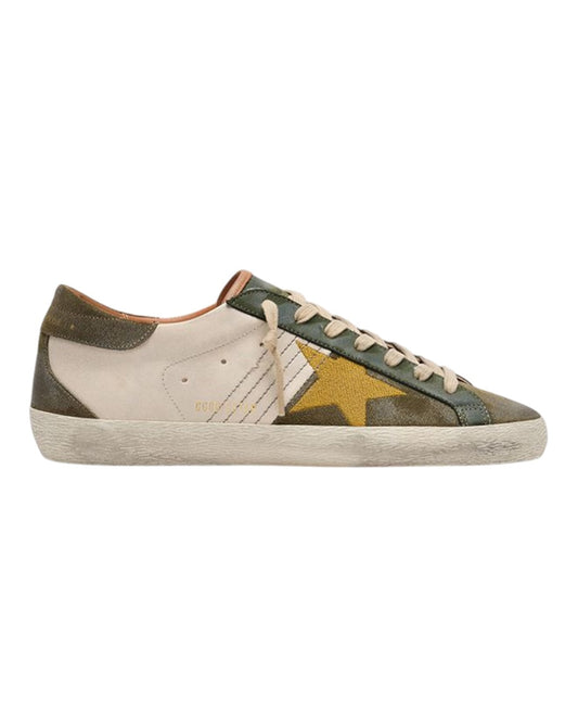 SUPER-STAR SUEDE AND NAPPA UPPER EMBROIDERY STAR OLIVE GREEN/CREAM/OCHER