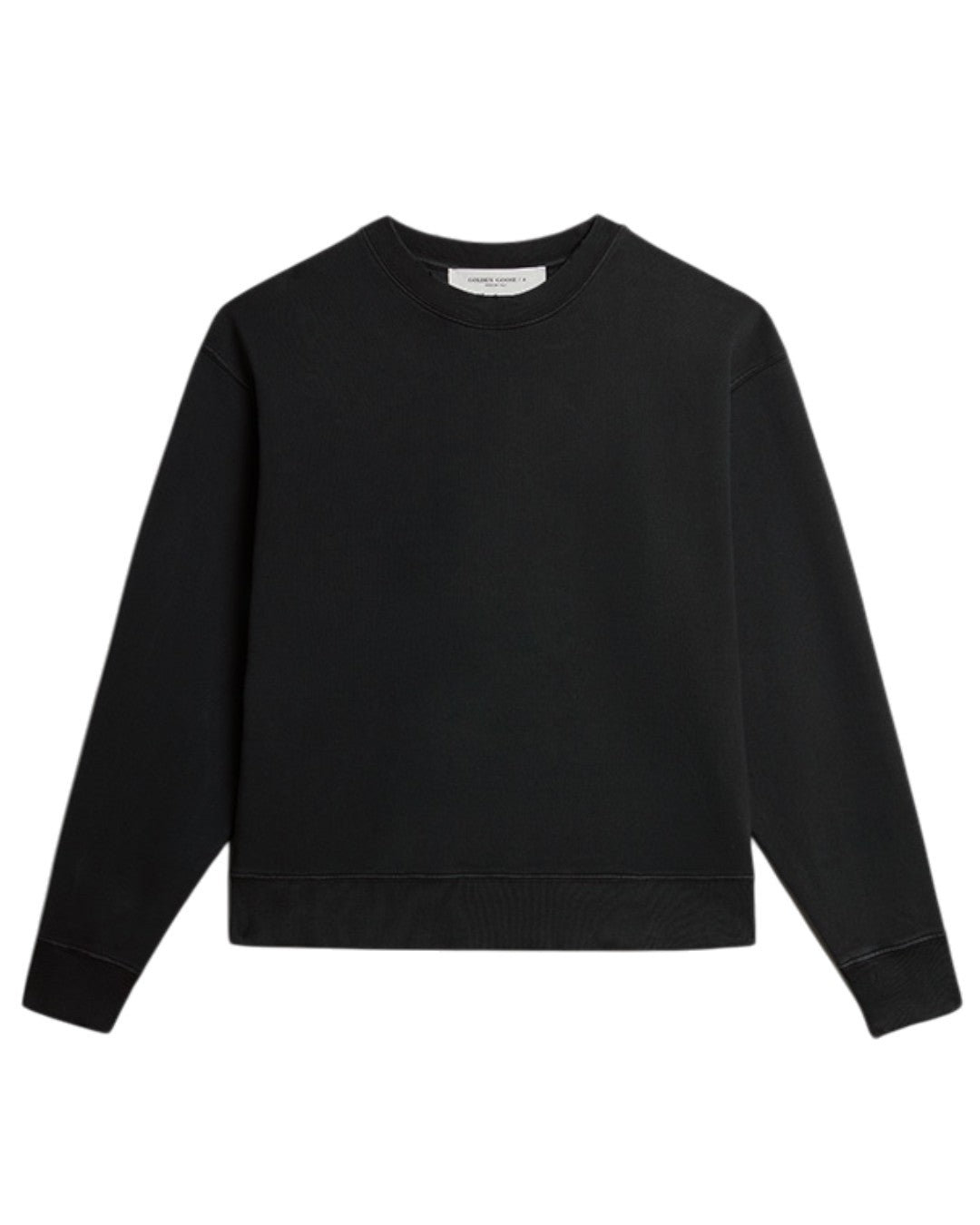 BOXI SWEATSHIRT COTTON FLEECE LOGO PATCH WASHED BLACK