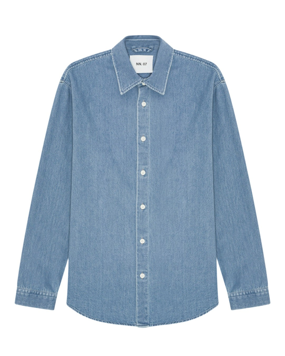 Casper Indigo Cotton Twill Relaxed Shirt Blue Denim