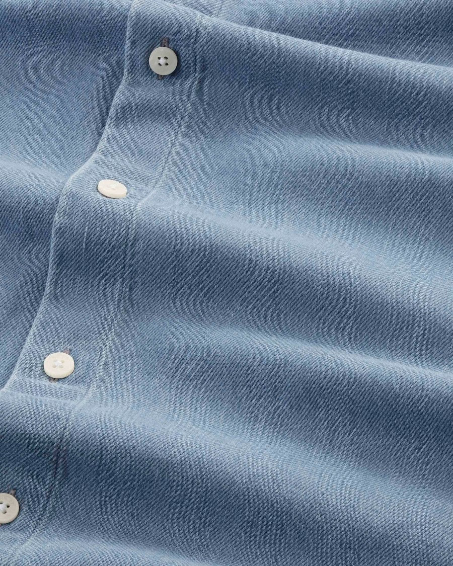 Casper Indigo Cotton Twill Relaxed Shirt Blue Denim