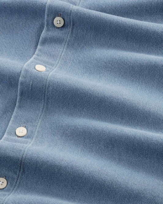 Casper Indigo Cotton Twill Relaxed Shirt Blue Denim