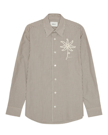 Quinsy Pima Cotton Shirt Brown Stripe