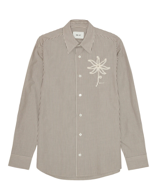 Quinsy Pima Cotton Shirt Brown Stripe