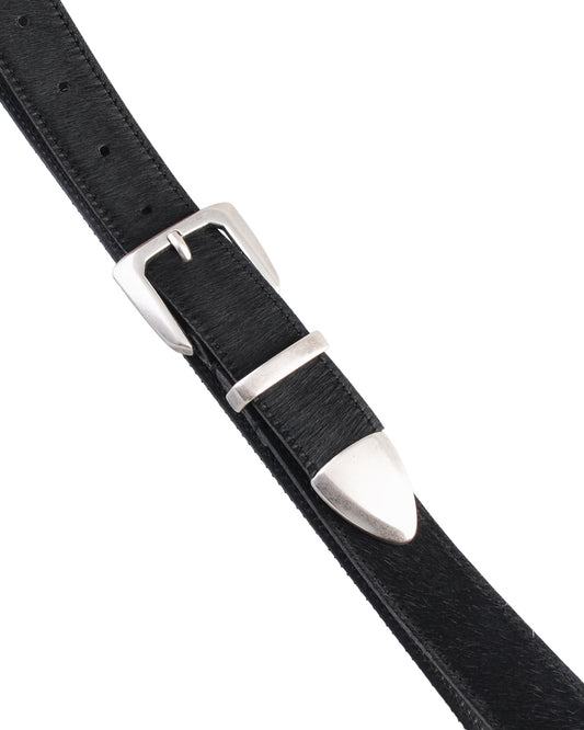 M2418 Leather Western Belt  Black Pony (3 cm)