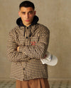 Check Overshirt with Slogan Beige